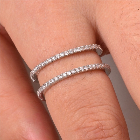 Huitan Jewelry - Elegant  925 Silver Ring White Sapphire New